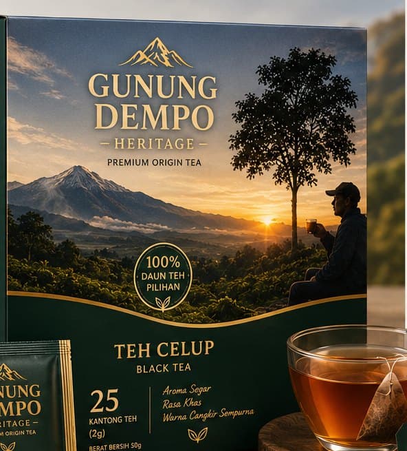 Kemasan Teh Celup Dempo Heritage — Gunung Dempo saat matahari terbit